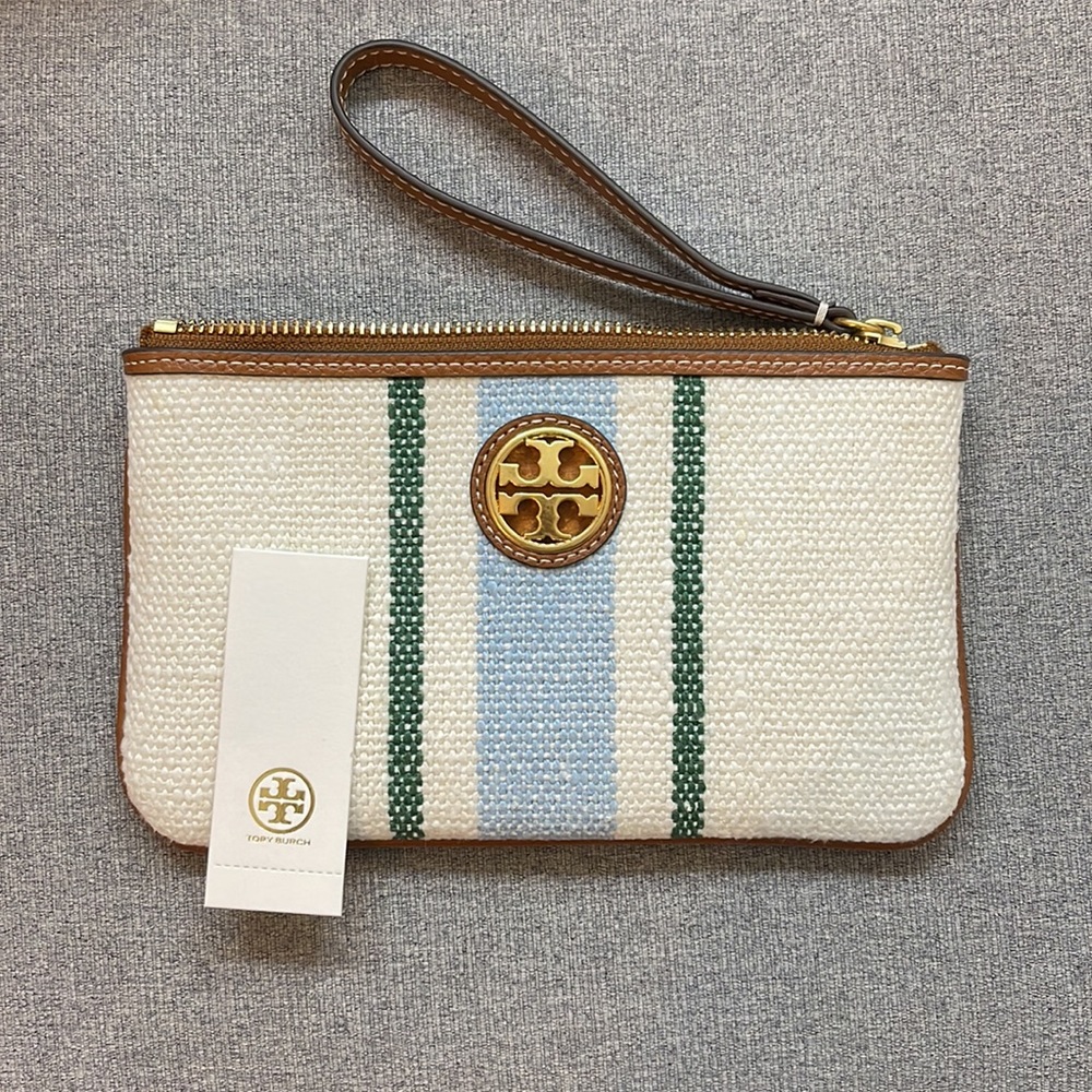 Tory Burch Carson Stripe wristlet NWT